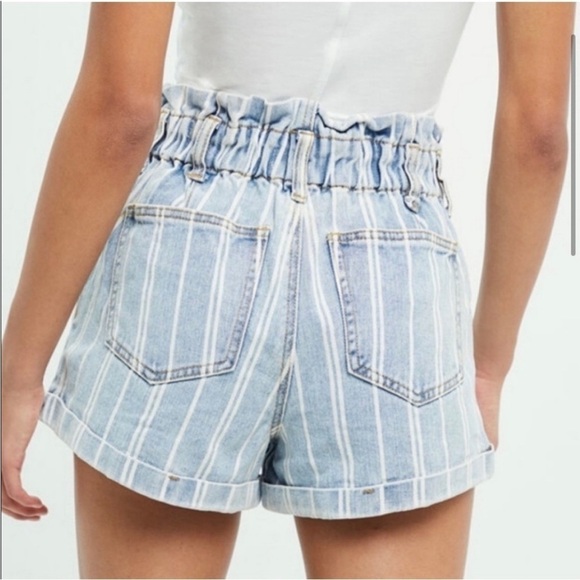 PACSUN Paperbag Denim Mom Shorts Striped High Rise Size XS - Picture 5 of 11
